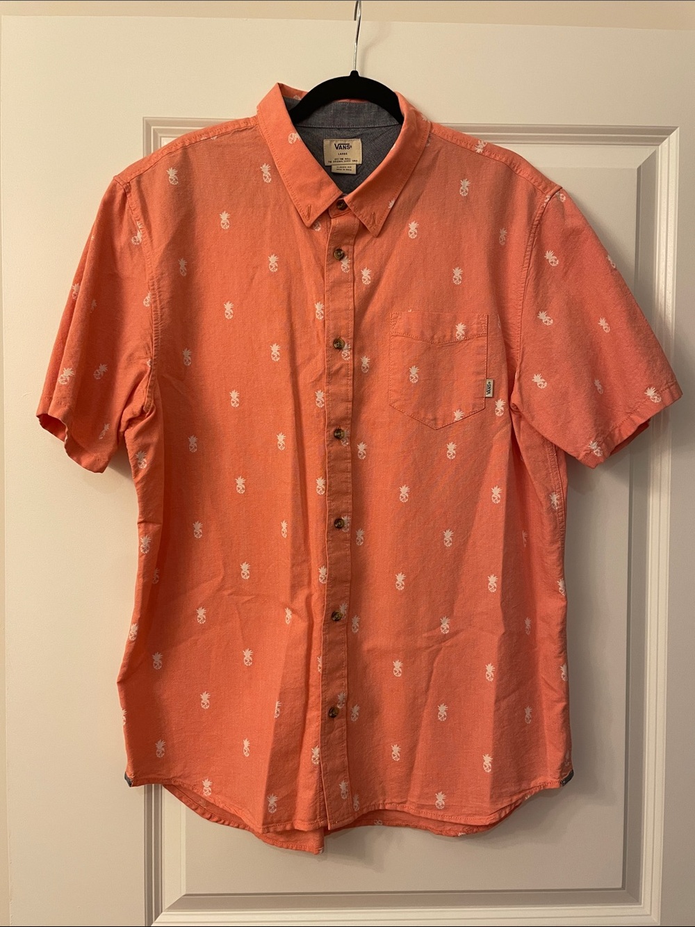 Vintage Vans Button-Up Shirt with White Pineapple Print